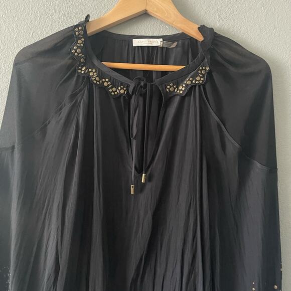 Ramy Brook Tilly Studded‎ Long Bell Sleeve V-Neck Blouse Top - Picture 9 of 12